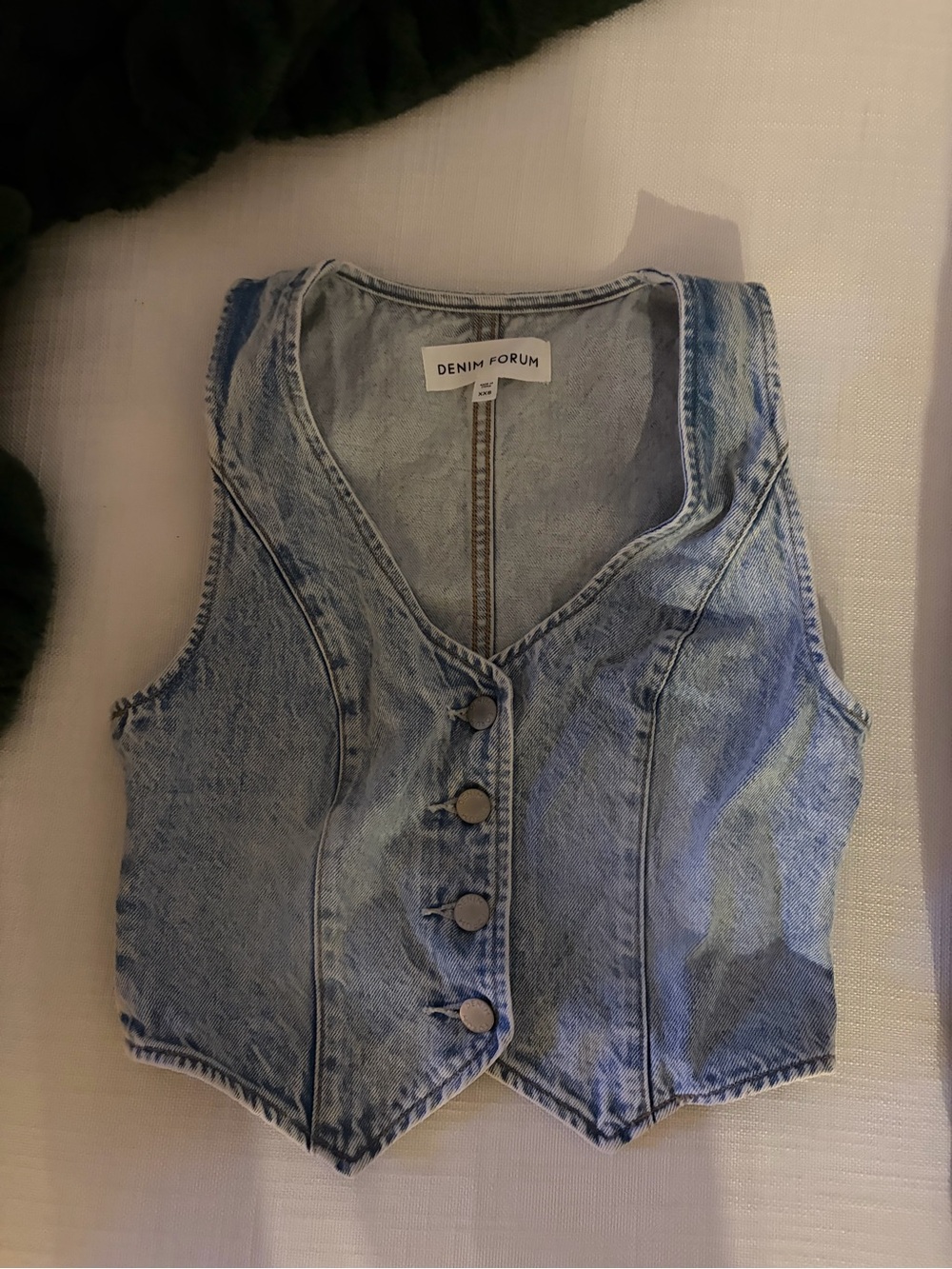 Denim Forum Light Blue Washed Denim Vest